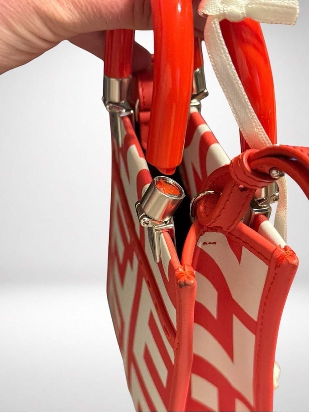 Fendi x Marc Jacobs Sunshine Mini Tote Coral Leather Crossbody Bag Y2K - Picture 14 of 16